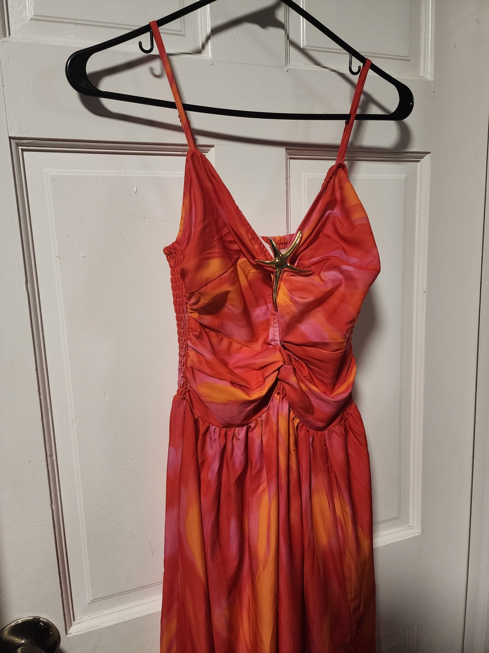 Women's Tropical Print Hollow Out High Slit With Golden Starfish Decoration Back - Picture 4 of 8
